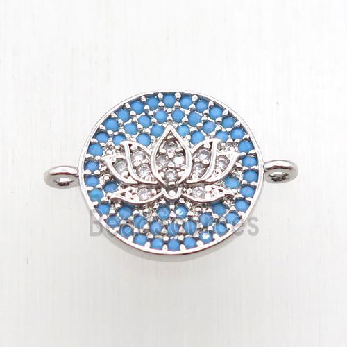 copper lotus connector paved zircon, platinum plated