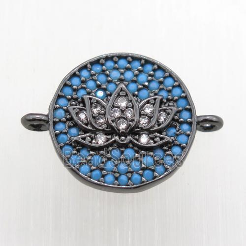 copper lotus connector paved zircon, black plated