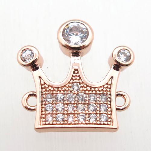 copper crown connector paved zircon, rose gold