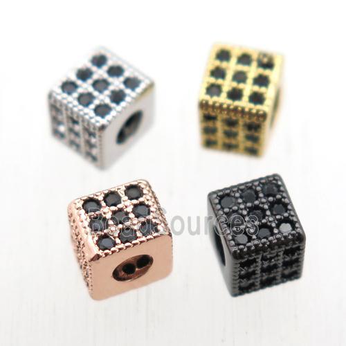 copper cube beads paved zircon, mix color