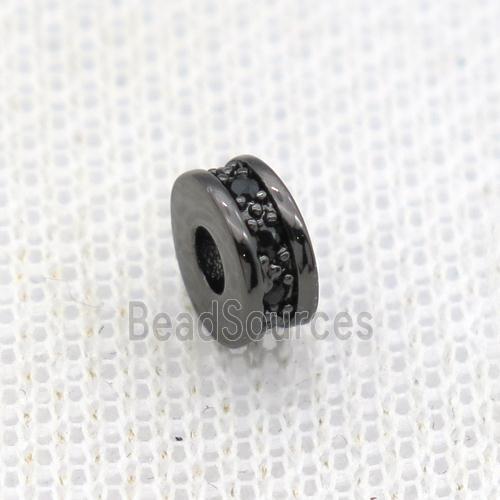 copper heishi beads paved zircon, black plated