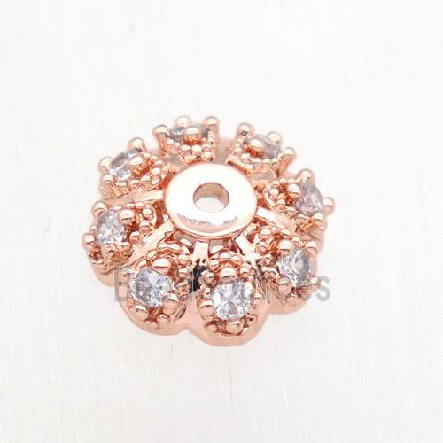 copper beadcap paved zircon, rose gold