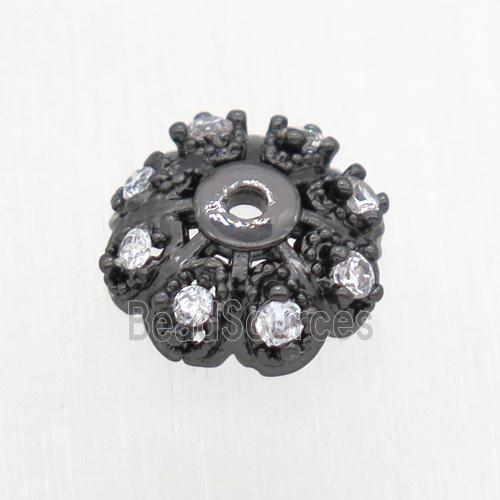 copper beadcap paved zircon, black plated