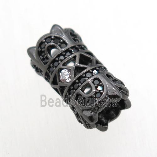 copper tube beads paved zircon, black plated