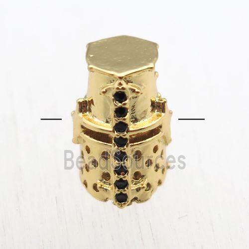 copper bead paved zircon, gold plated