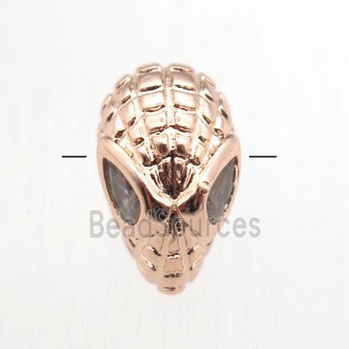 copper Aliens beads paved zircon, rose gold