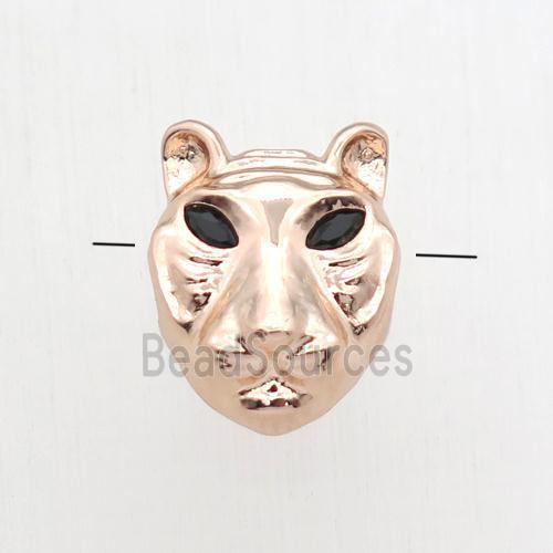 copper pantherhead beads paved zircon, rose gold