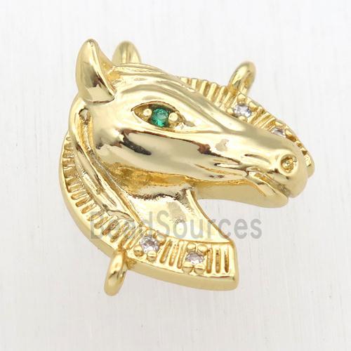 copper horsehead connector paved zircon, gold plated