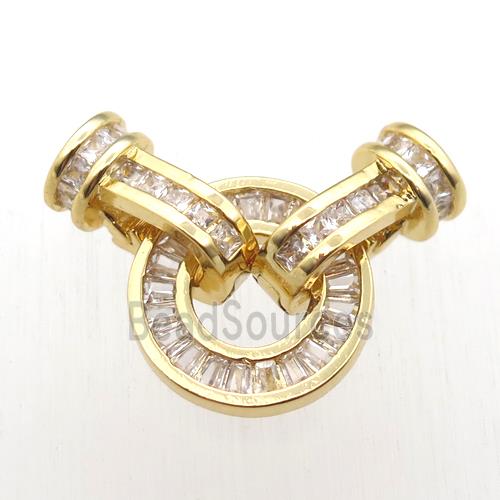 copper clasp paved zircon, gold plated