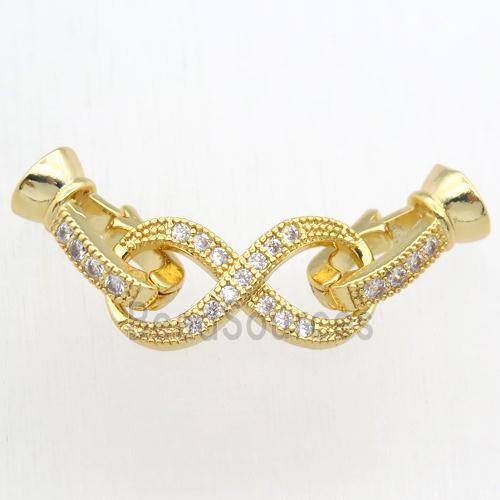 copper clasp paved zircon, gold plated