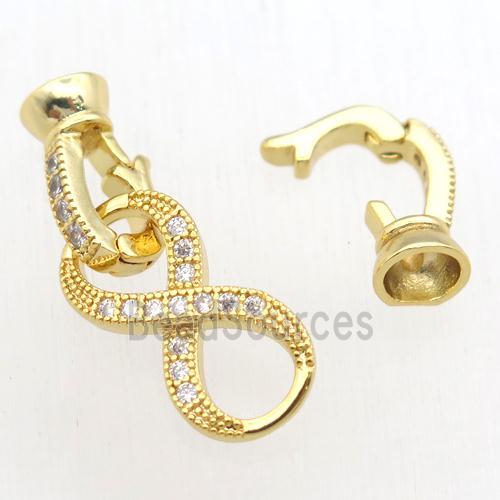 copper clasp paved zircon, gold plated