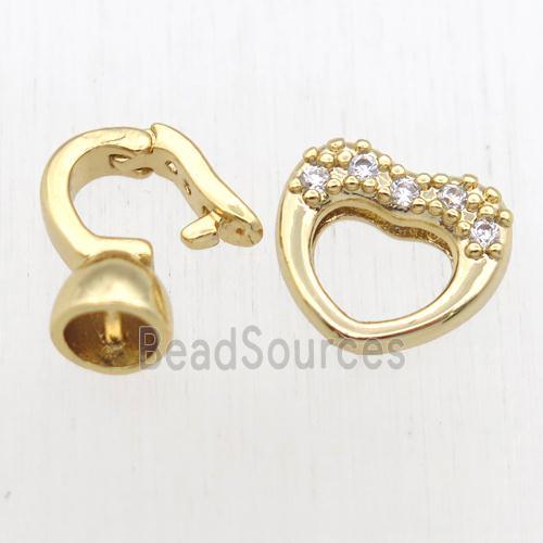 copper clasp paved zircon, gold plated