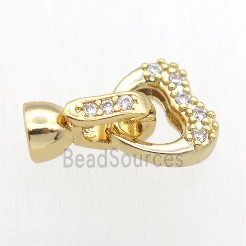 copper clasp paved zircon, gold plated