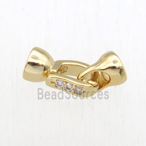 copper clasp paved zircon, gold plated