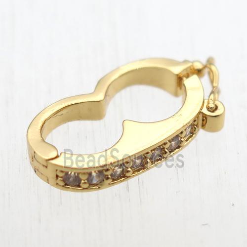 copper clasp paved zircon, gold plated