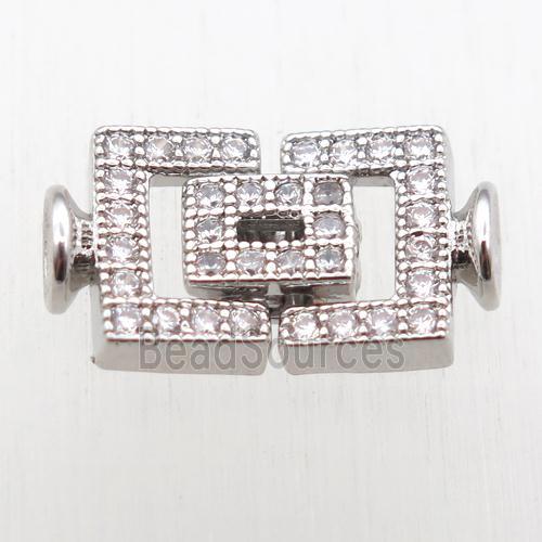 copper clasp paved zircon, platinum plated