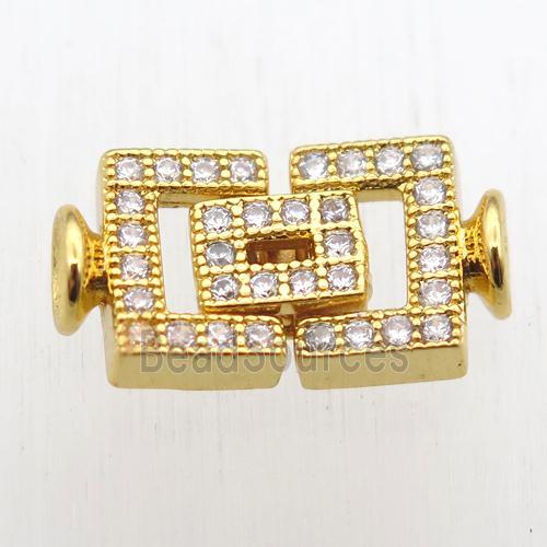 copper clasp paved zircon, gold plated