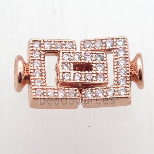 copper clasp paved zircon, rose gold