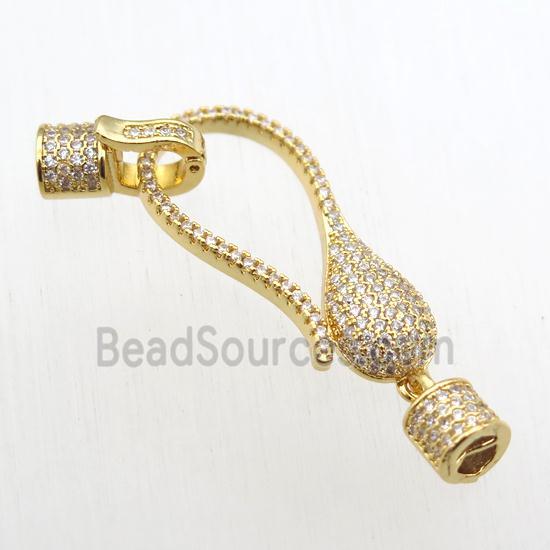 copper clasp paved zircon, gold plated