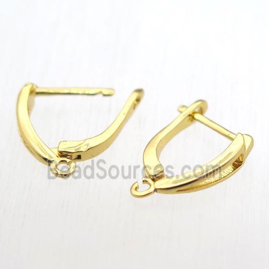 copper Latchback Earrings with loop, gold plated