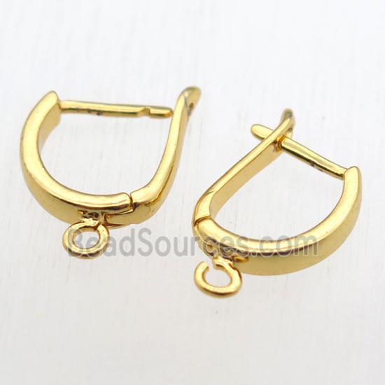 copper Latchback Earrings with loop, gold plated