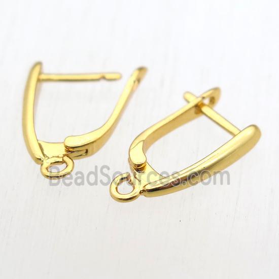 copper Latchback Earrings with loop, gold plated