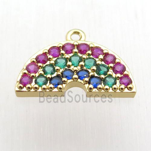 copper rainbow pendant paved zircon, gold plated