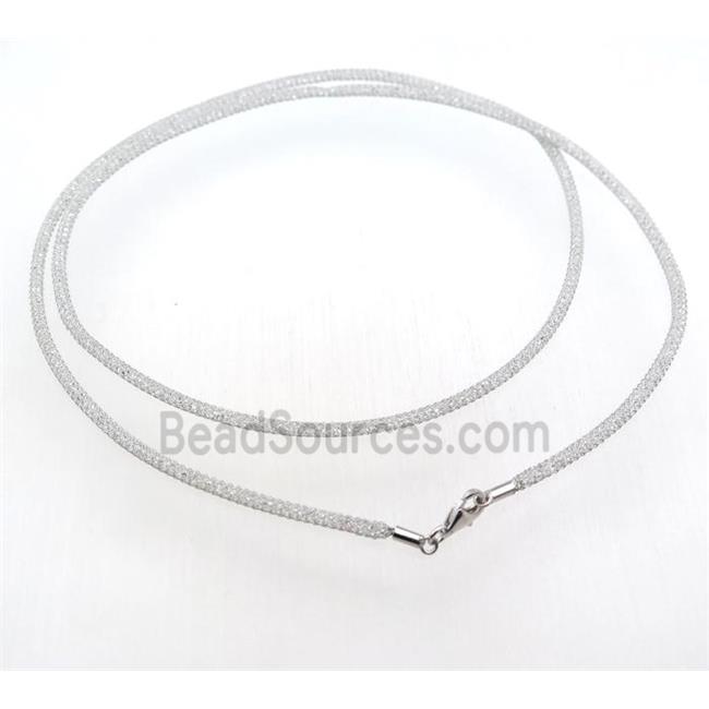 copper mesh nceklace chain with rhinestone, platinum plated