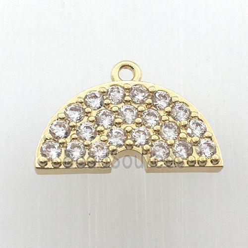 copper rainbow pendant pave zircon, gold plated