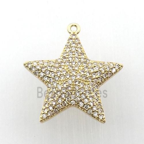 copper star pendant pave zircon, gold plated