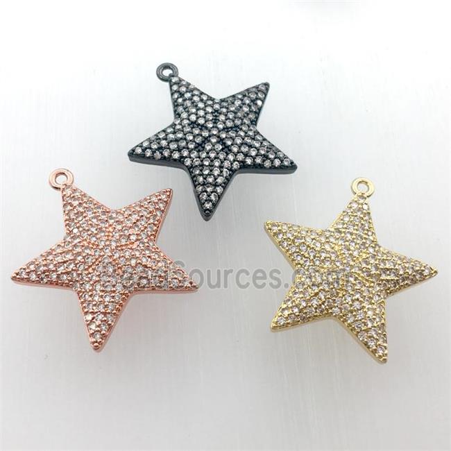 copper star pendant pave zircon, mix color