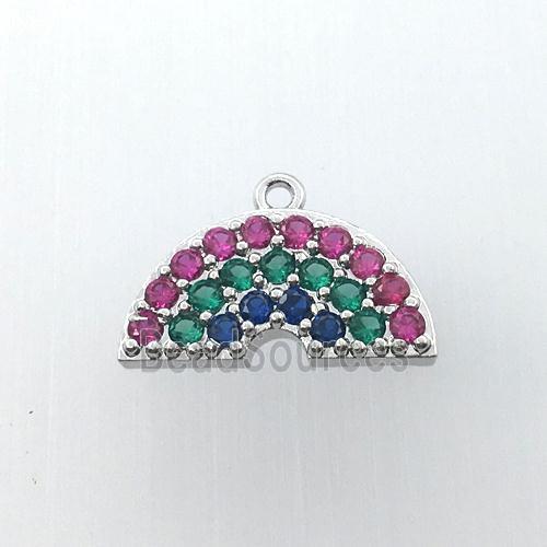 copper rainbow pendant pave zircon, platinum plated