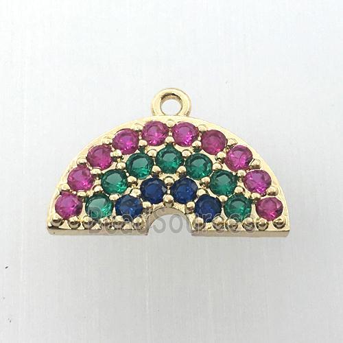 copper rainbow pendant pave zircon, gold plated