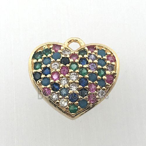 copper heart pendant pave zircon, gold plated