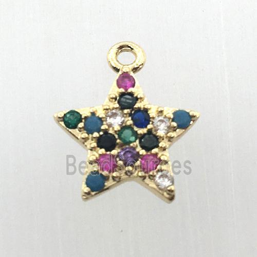 copper star pendant pave zircon, gold plated