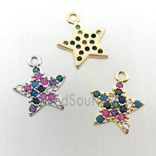 copper star pendant pave zircon, mix color