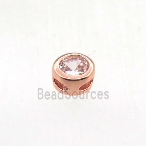 copper beads pave zircon, circle, rose gold