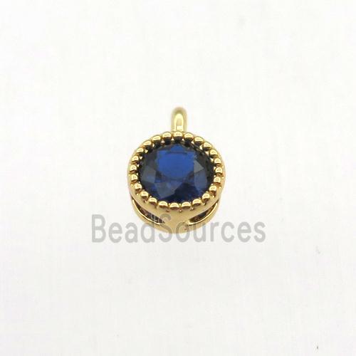 copper pendant pave zircon, circle, gold plated