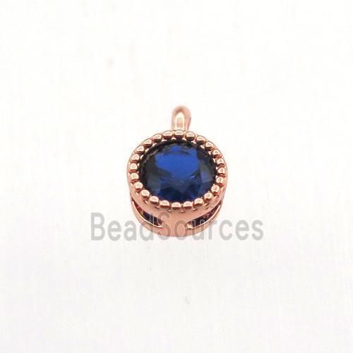 copper pendant pave zircon, circle, rose gold