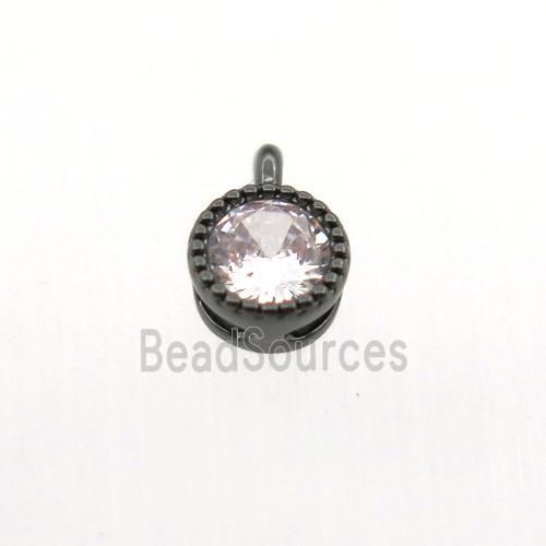 copper pendant pave zircon, circle, black plated