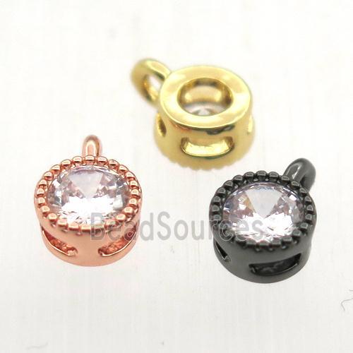 copper pendant pave zircon, circle, mixed color