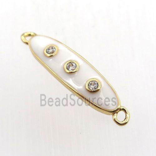 copper oval connector pave zircon with enameling, gold plated