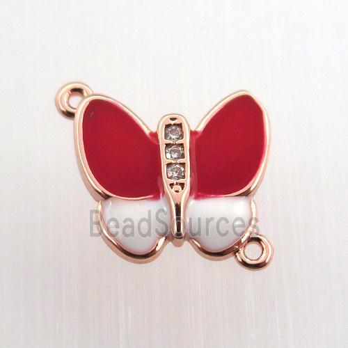 copper butterfly connector paved zircon, rose gold