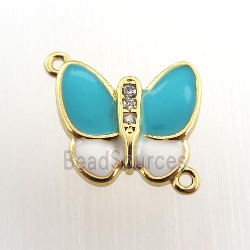 copper butterfly connector paved zircon, gold plated