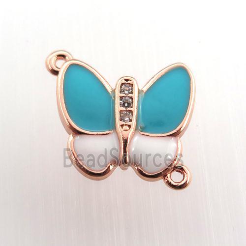 copper butterfly connector paved zircon, rose gold