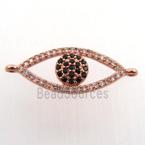 copper eye connector paved zircon, rose gold