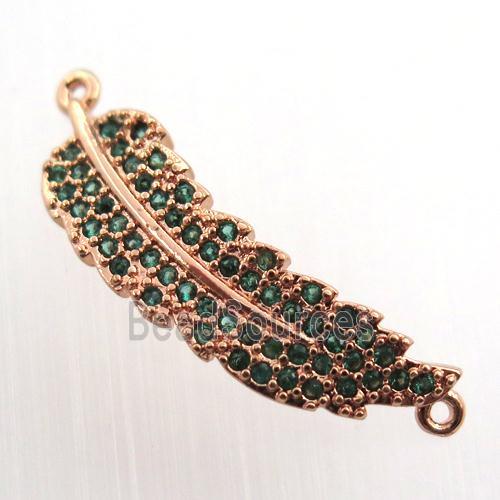 copper leaf connector paved zircon, rose gold