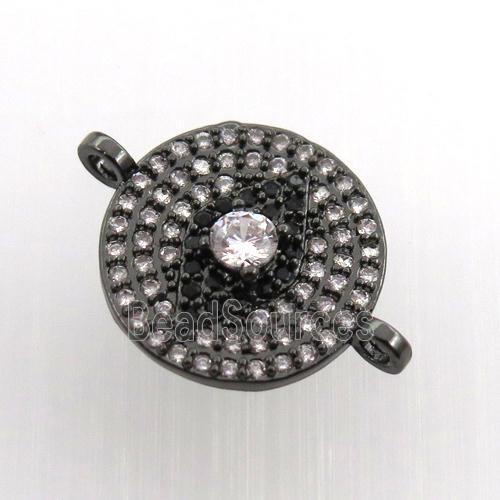 copper circle eye connector paved zircon, black plated