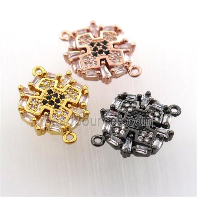 copper cross connector paved zircon, mix color