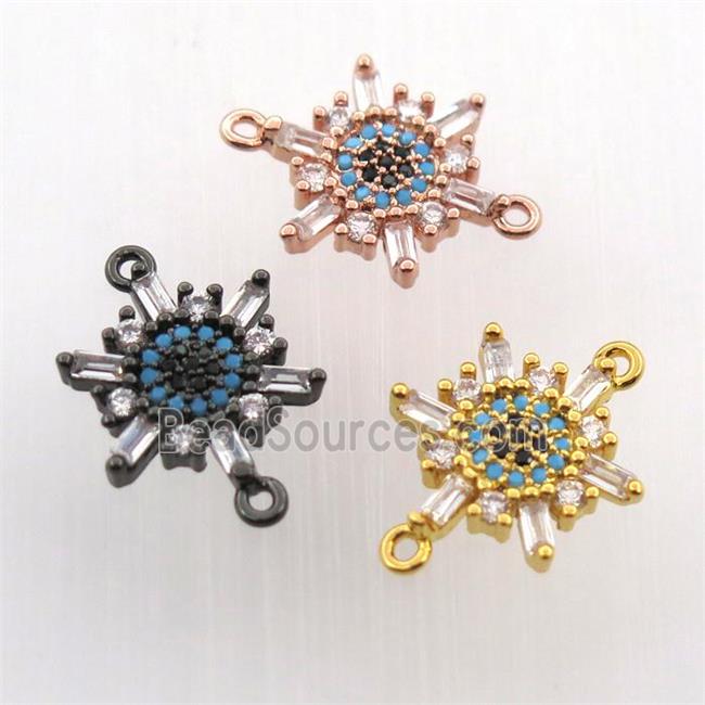 copper flower connector paved zircon, mix color